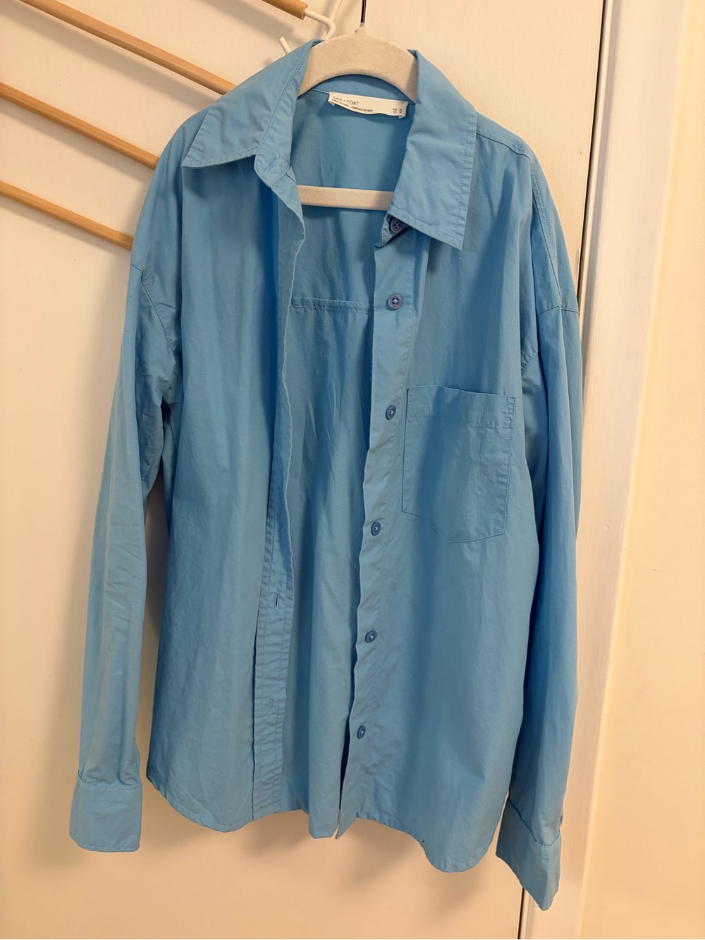 OAK + FORT Light Blue Button-Up Shirt Jacket